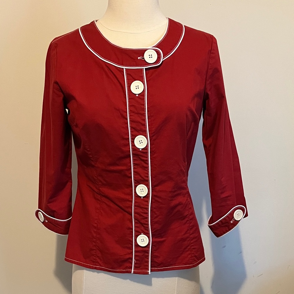 H&M Red and white cotton blouse.